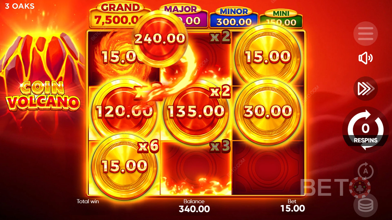 วิธีเล่น Coin Volcano ของ 3 Oaks Gaming
