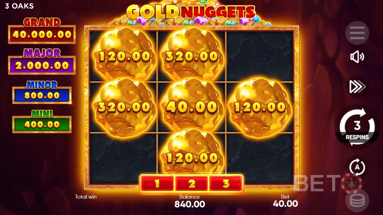 Gold Nuggets (3 Oaks) เล่นฟรี