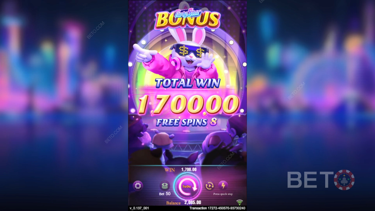 คำอธิบายฟีเจอร์โบนัสใน Party Star โดย TaDa Gaming