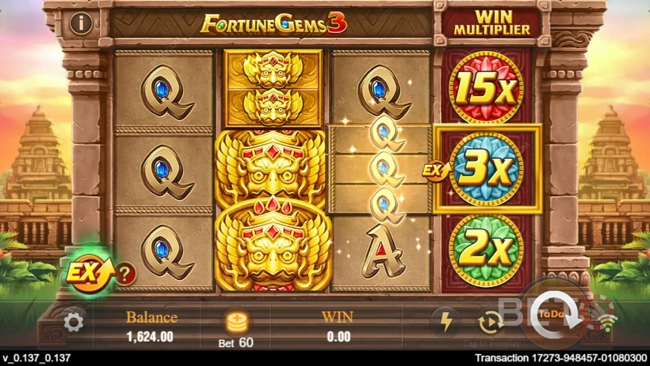 คำอธิบายฟีเจอร์โบนัสใน Fortune Gems 3 โดย TaDa Gaming