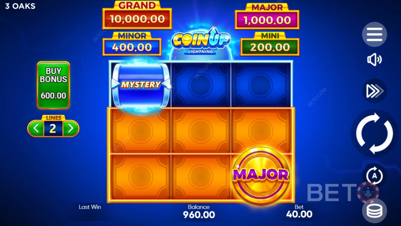 คำอธิบายฟีเจอร์โบนัสใน Coin Up: Lightning โดย 3 Oaks Gaming