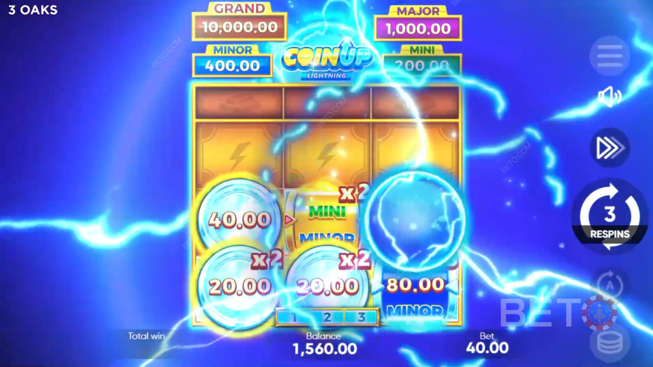วิธีเล่น Coin Up: Lightning ของ 3 Oaks Gaming