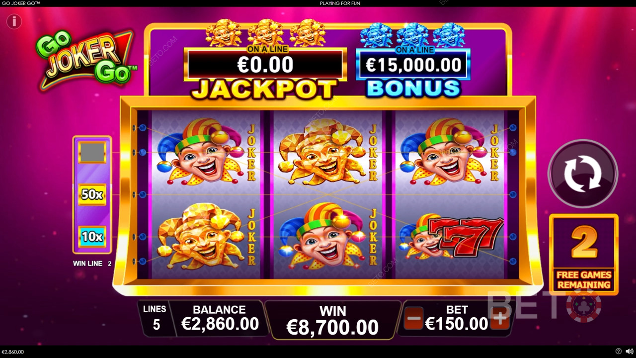 ชนะ 1,000 เท่าของการเดิมพันของคุณในสล็อตแมชชีน Go Joker Go!