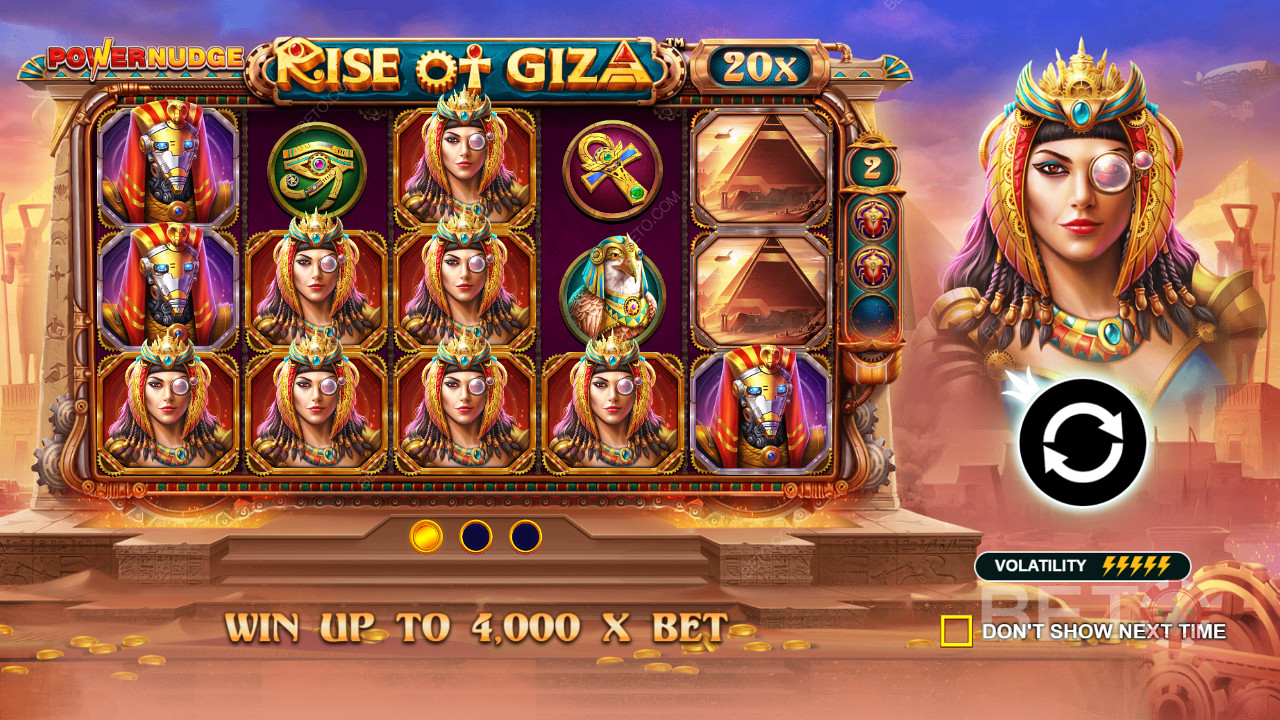 รับรางวัลมากถึง 4,000x ของการเดิมพันของคุณใน Rise of Giza PowerNudge สล็อตออนไลน์