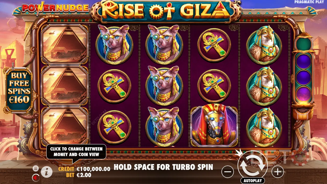 การเล่นเกมวิดีโอสล็อต Rise of Giza PowerNudge