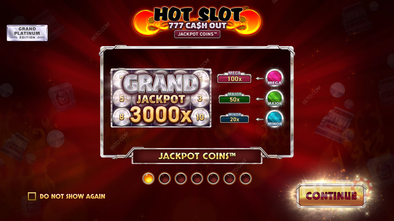 อธิบายฟีเจอร์โบนัสใน Hot Slot: 777 Cash Out Grand Platinum Edition โดย Wazdan