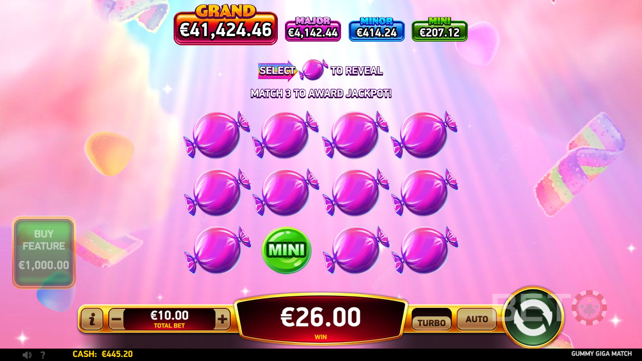 ฟีเจอร์โบนัสที่อธิบายไว้ใน Gummy Giga Match โดย RubyPlay