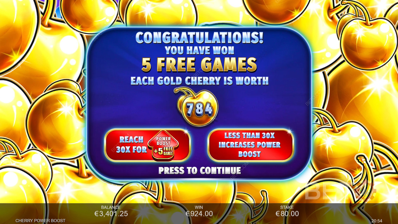 รับรางวัล 2,500 เท่าของการเดิมพันของคุณในสล็อตออนไลน์ Cherry Power Boost!