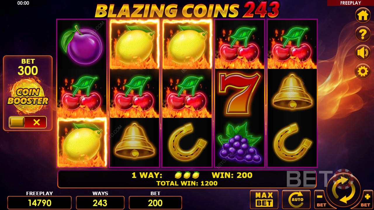 รีวิวเกม Blazing Coins 243 โดย BETO Slots