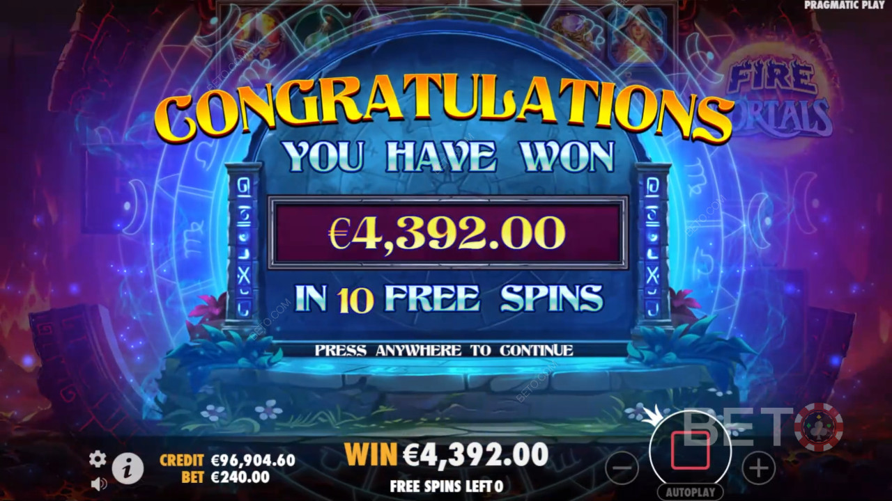 ชนะรางวัล 10,000 เท่าของเดิมพันของคุณในสล็อต Fire Portals!