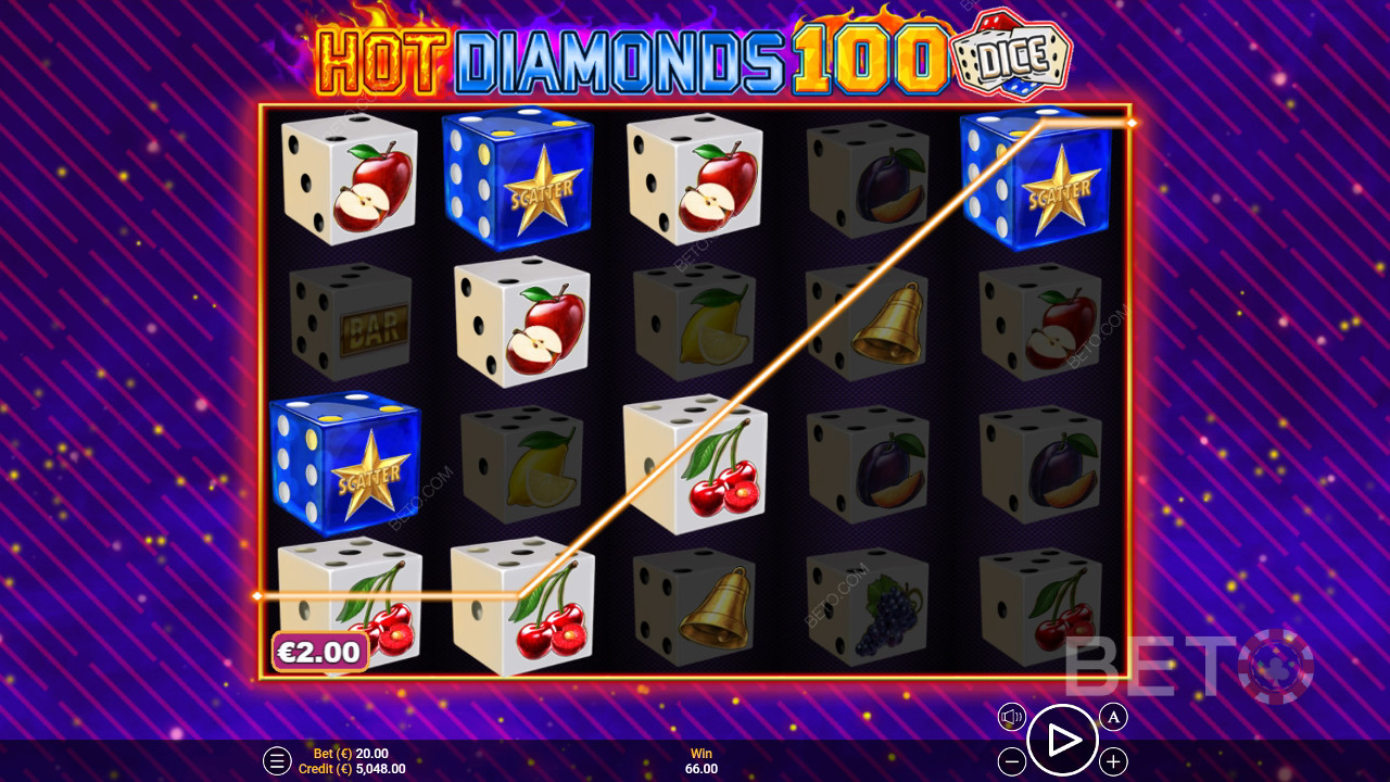 รีวิวเกม Hot Diamonds 100 Dice จาก BETO Slots