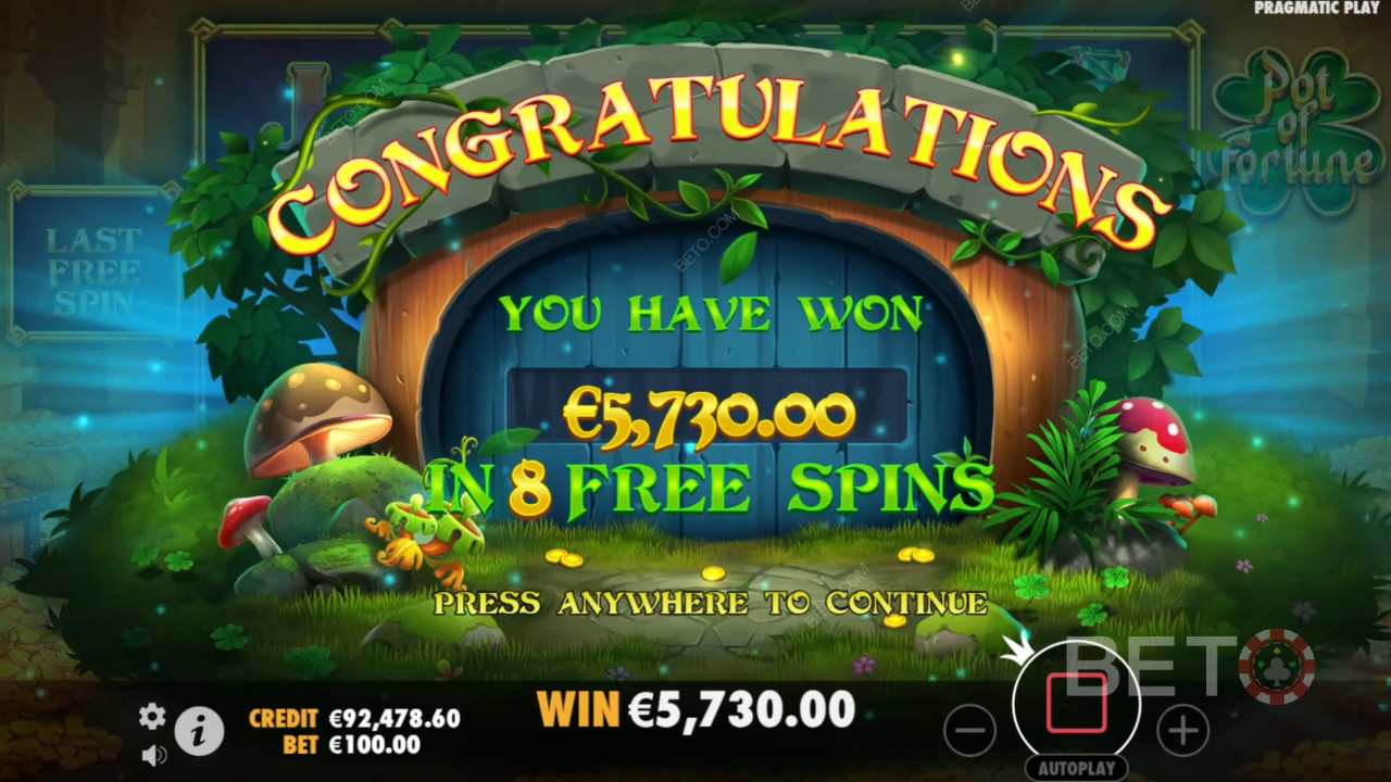 รับรางวัล 5,000 เท่าของเดิมพันของคุณในสล็อตแมชชีน Pot of Fortune!