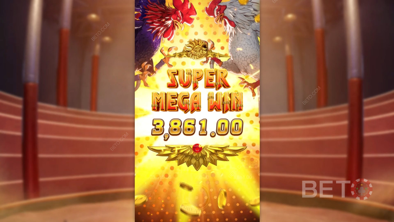 รับรางวัล 20,000 เท่าของเดิมพันของคุณในสล็อตวิดีโอ Rooster Rumble!