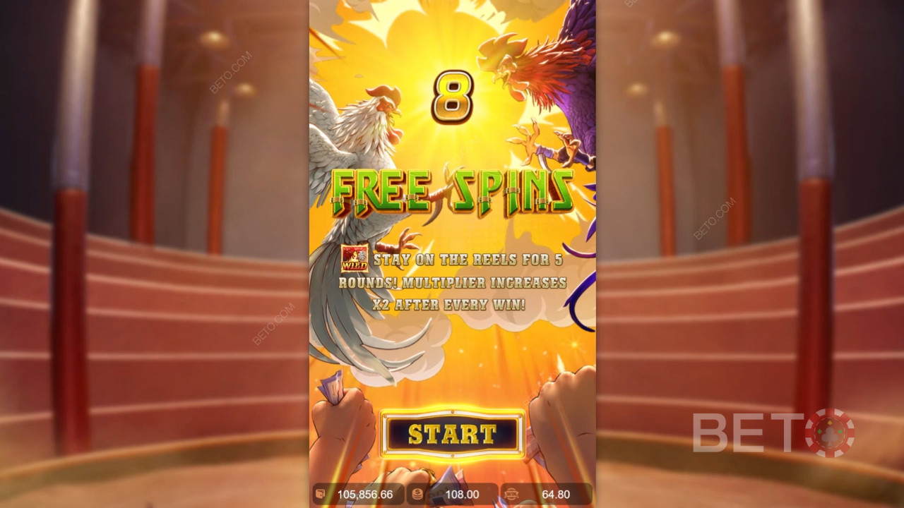 คำอธิบายฟีเจอร์โบนัสใน Rooster Rumble โดย PG Soft
