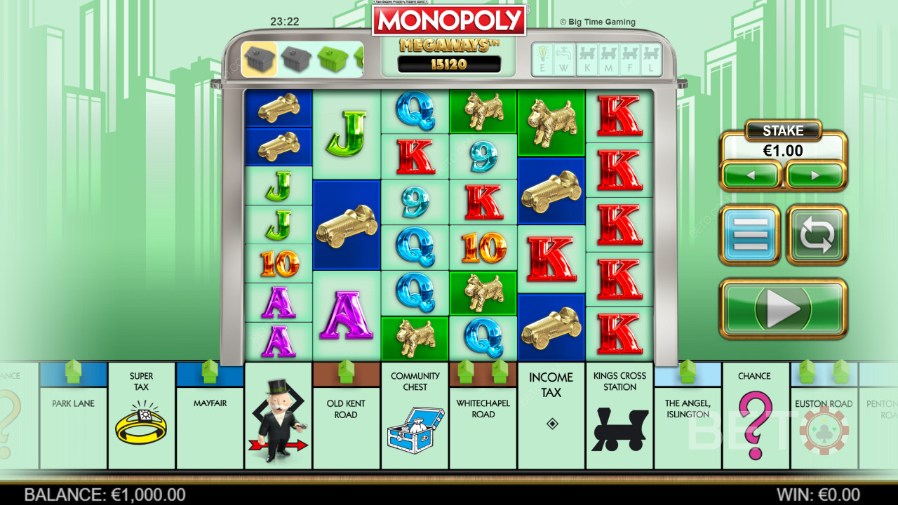 ตารางการเล่นเกม Megaways ในการ Monopoly Megaways