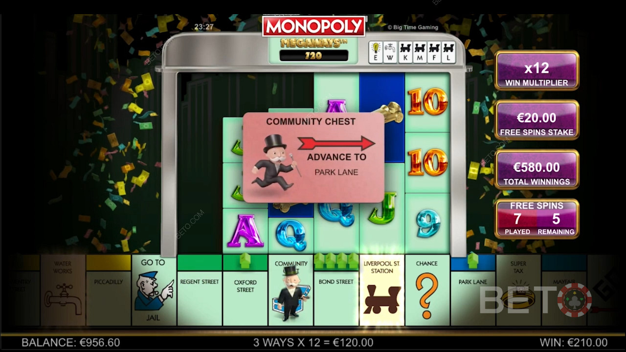 คุณสมบัติโบนัสที่ได้รับแรงบันดาลใจจากธีม Monopoly Megaways
