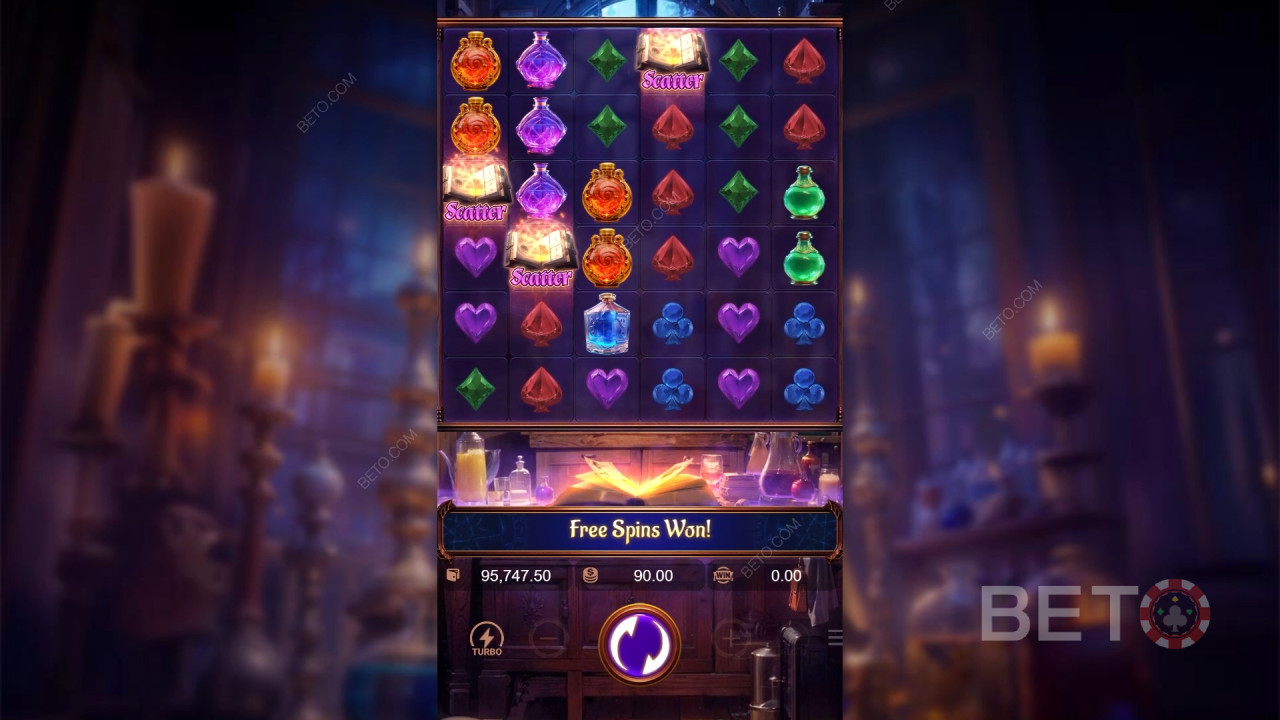 ฟีเจอร์โบนัสที่อธิบายใน Mystic Potion โดย PG Soft