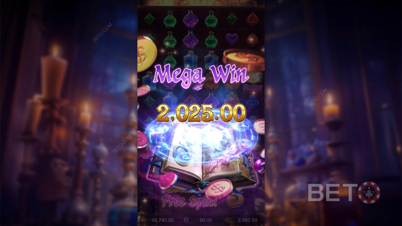 ชนะรางวัล 10,000 เท่าของการเดิมพันของคุณในสล็อต Mystic Potion!