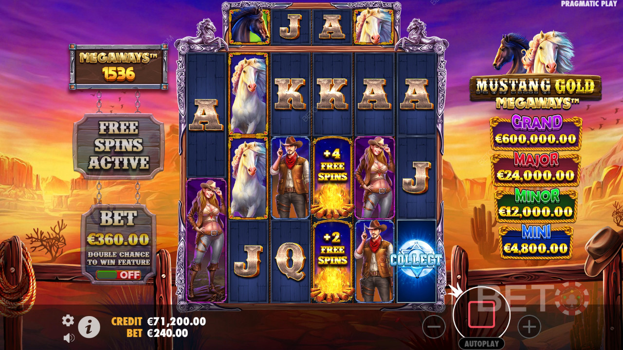 รีวิว Mustang Gold Megaways โดย BETO Slots