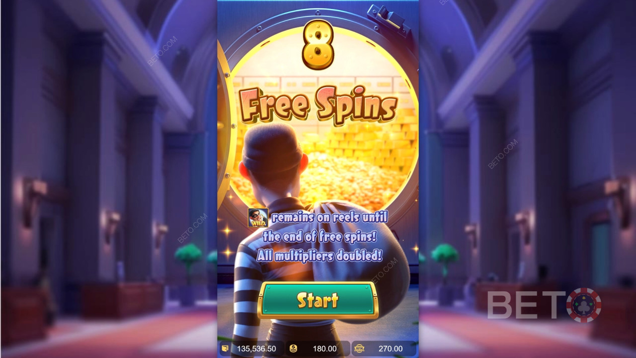 คำอธิบายคุณสมบัติโบนัสในเกม Wild Heist Cashout จาก PG Soft