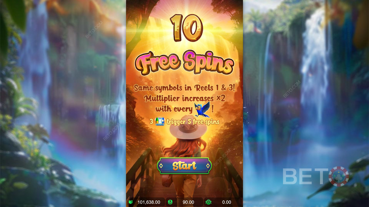 คำอธิบายฟีเจอร์โบนัสในเกม Wings of Iguazu โดย PG Soft