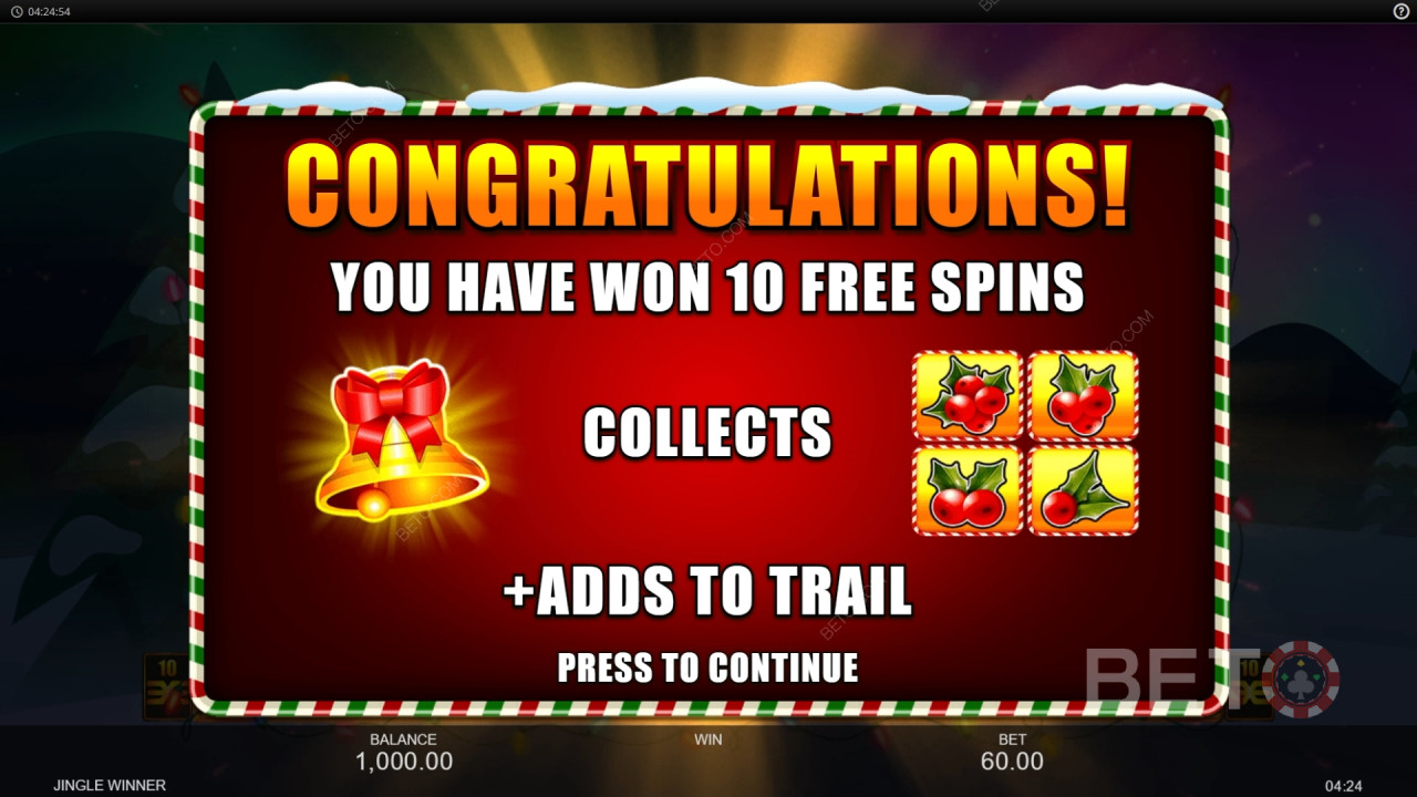คำอธิบายฟีเจอร์โบนัสใน Jingle Winner โดย Inspired Gaming