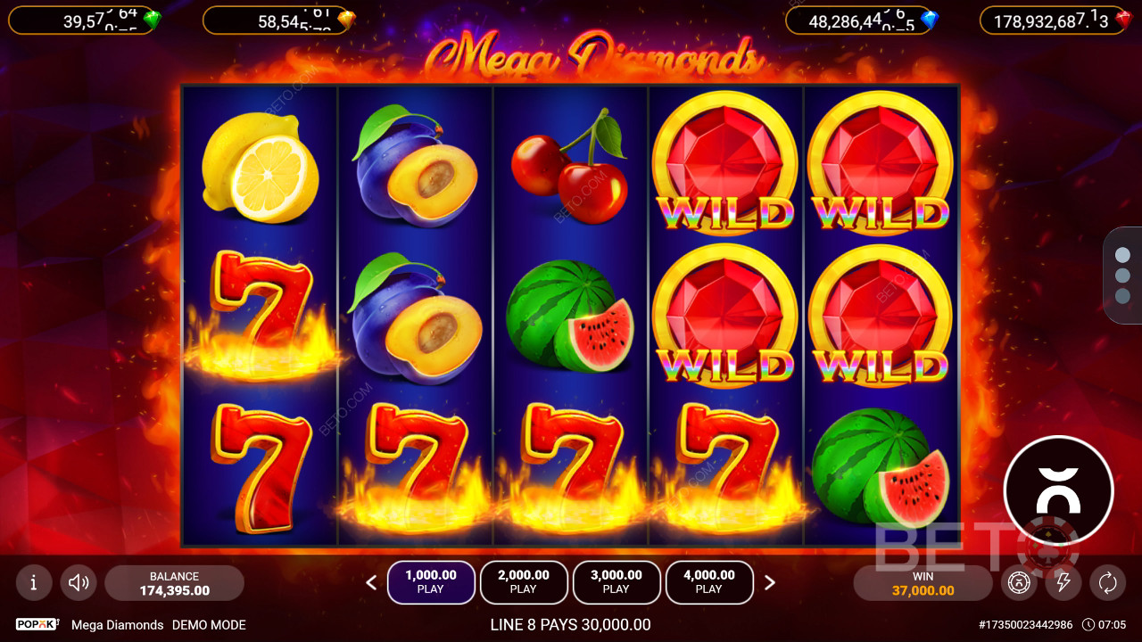 รีวิว Mega Diamonds โดย BETO Slots