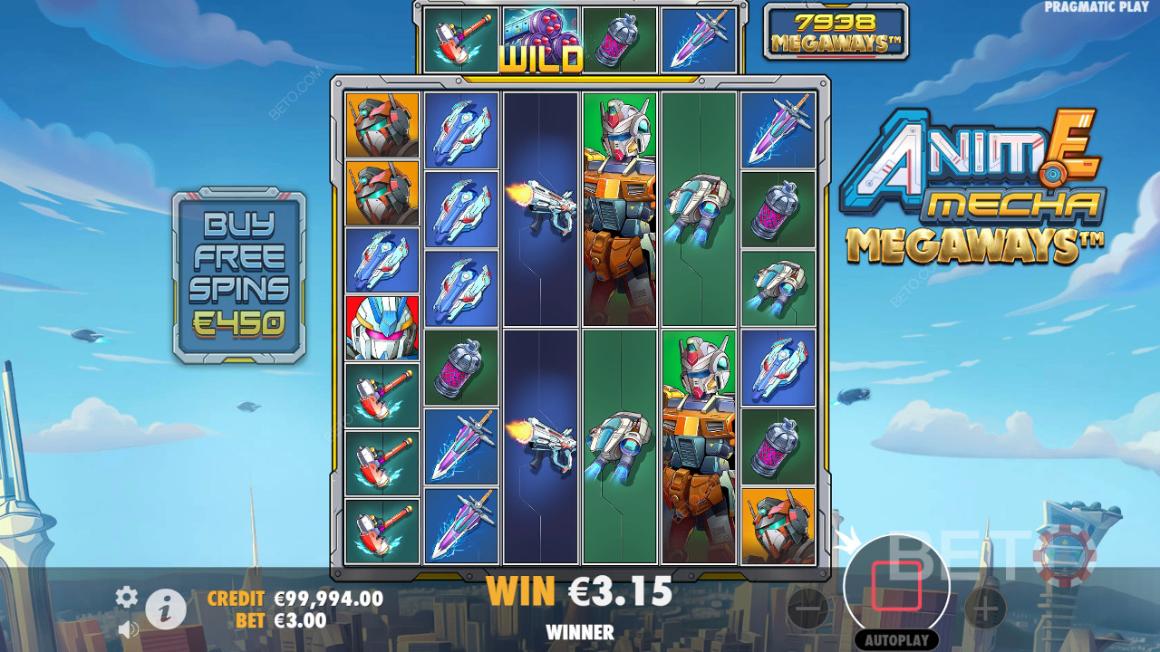อธิบายฟีเจอร์โบนัสใน Anime Mecha Megaways โดย Pragmatic Play