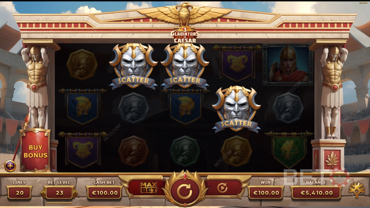 รีวิว 3 Gladiators vs Caesar โดย BETO Slots