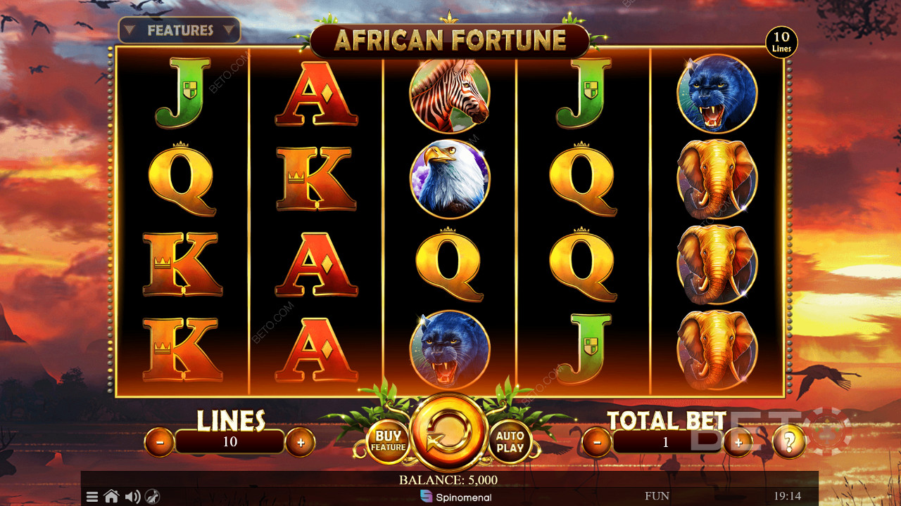 ตารางการเล่น 5x4 ของ African Fortune