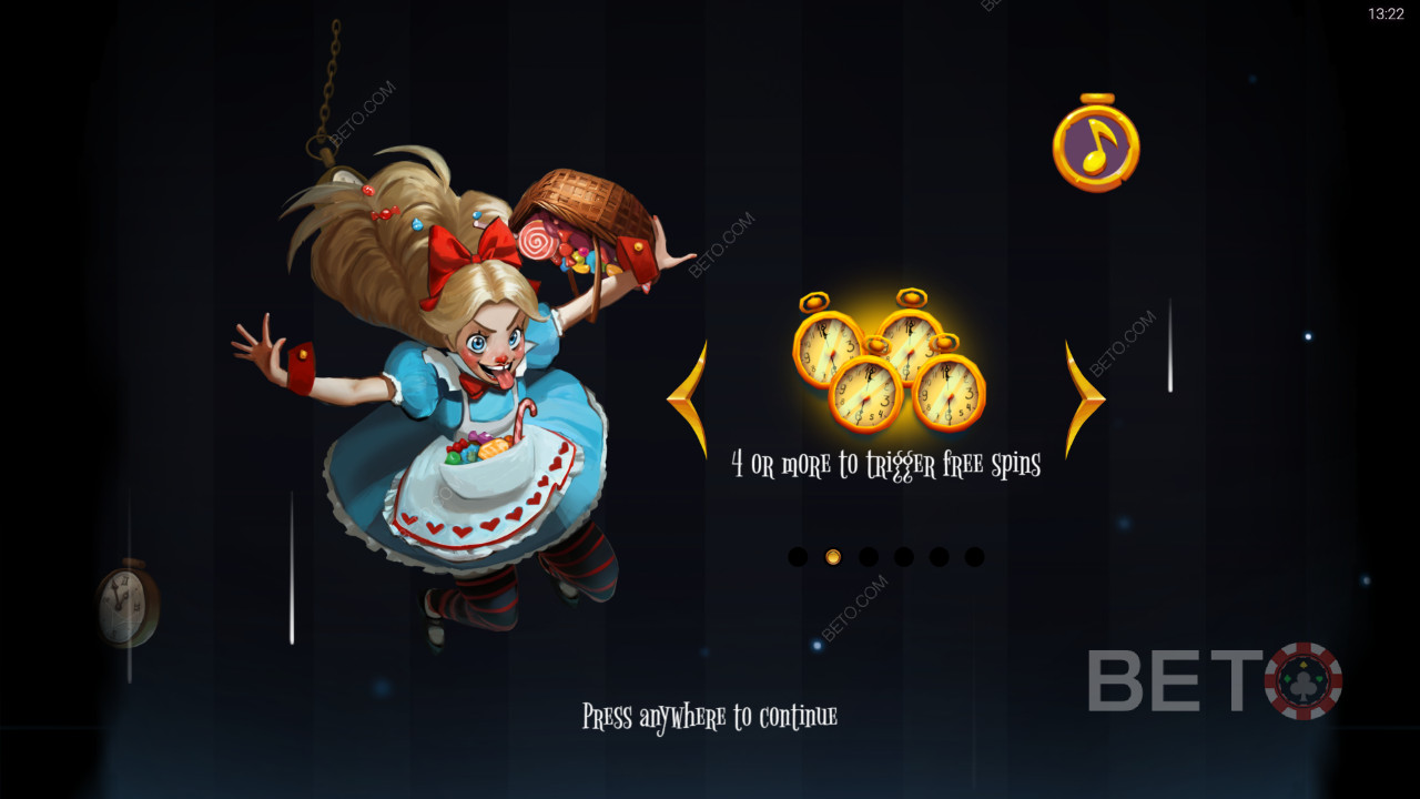 ฟีเจอร์โบนัสอธิบายใน Greedy Alice โดย Peter and Sons