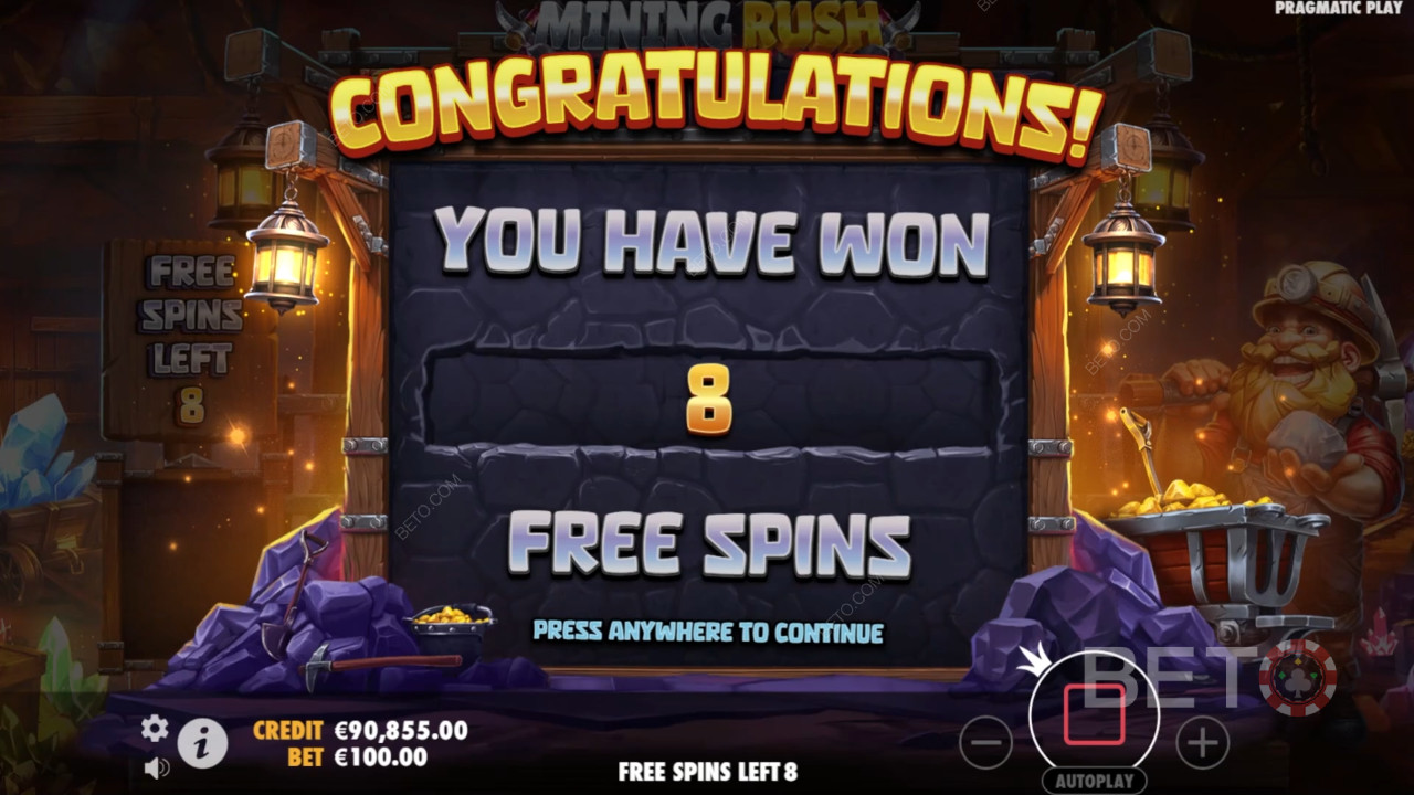 ฟีเจอร์โบนัสอธิบายใน Mining Rush โดย Pragmatic Play