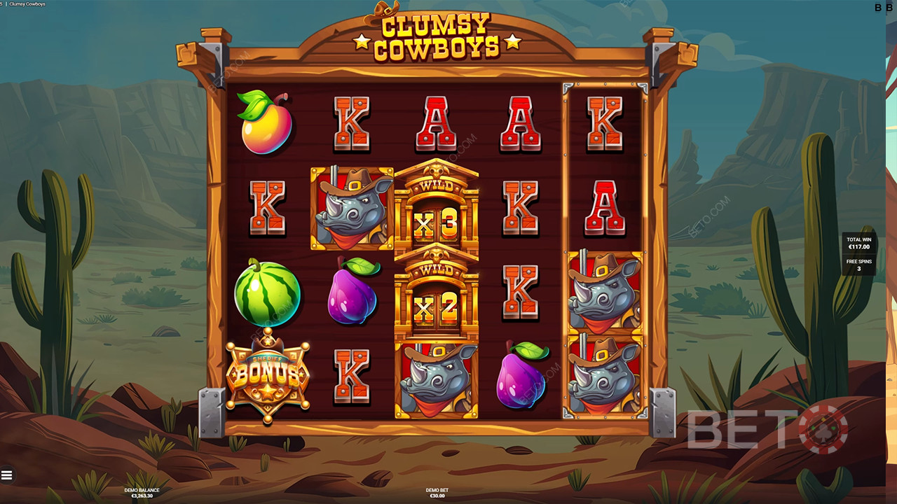 รีวิว Clumsy Cowboys โดย BETO Slots