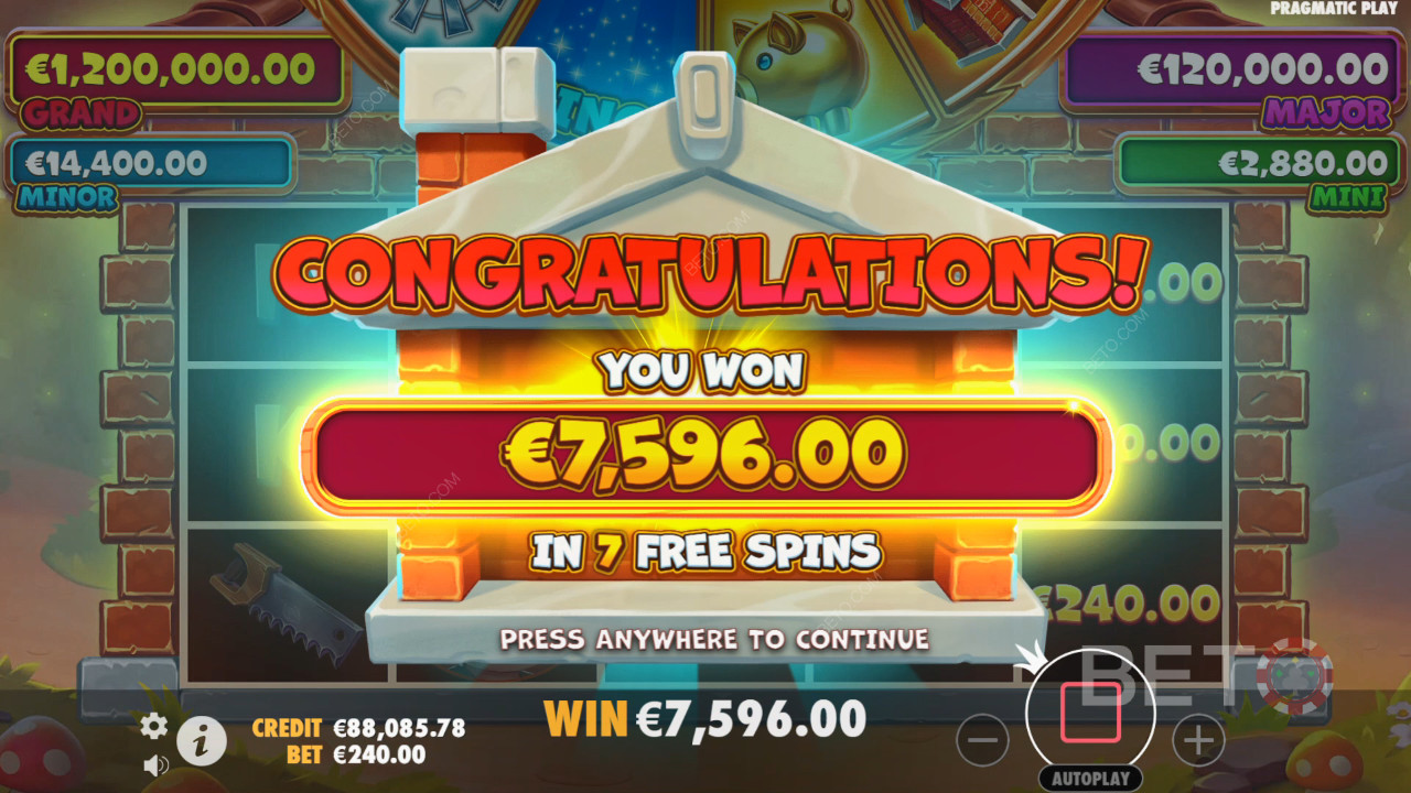 ชนะ 10,000 เท่าของเงินเดิมพันของคุณในสล็อตวิดีโอ Brick House Bonanza!
