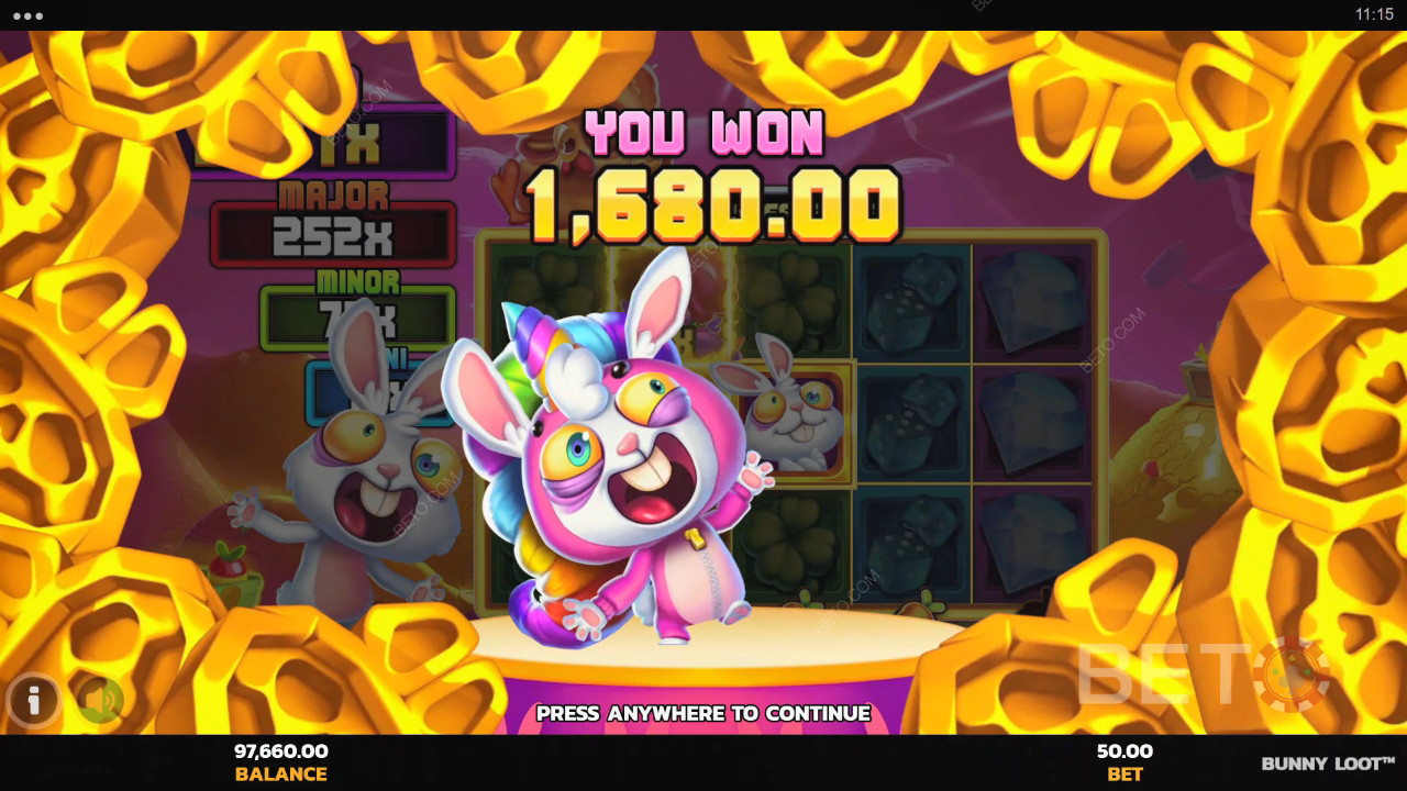 รับรางวัล 5,000 เท่าของเดิมพันของคุณในสล็อตออนไลน์ Bunny Loot!