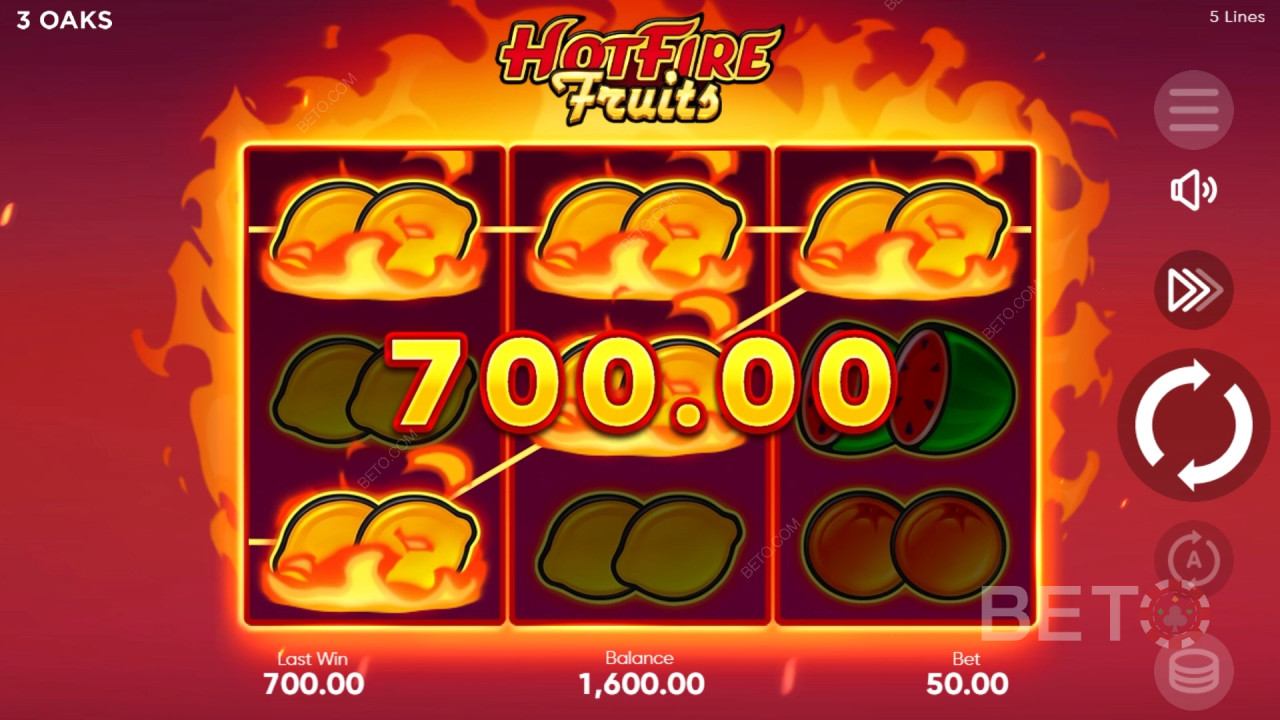 รีวิว Hot Fire Fruits โดย BETO Slots
