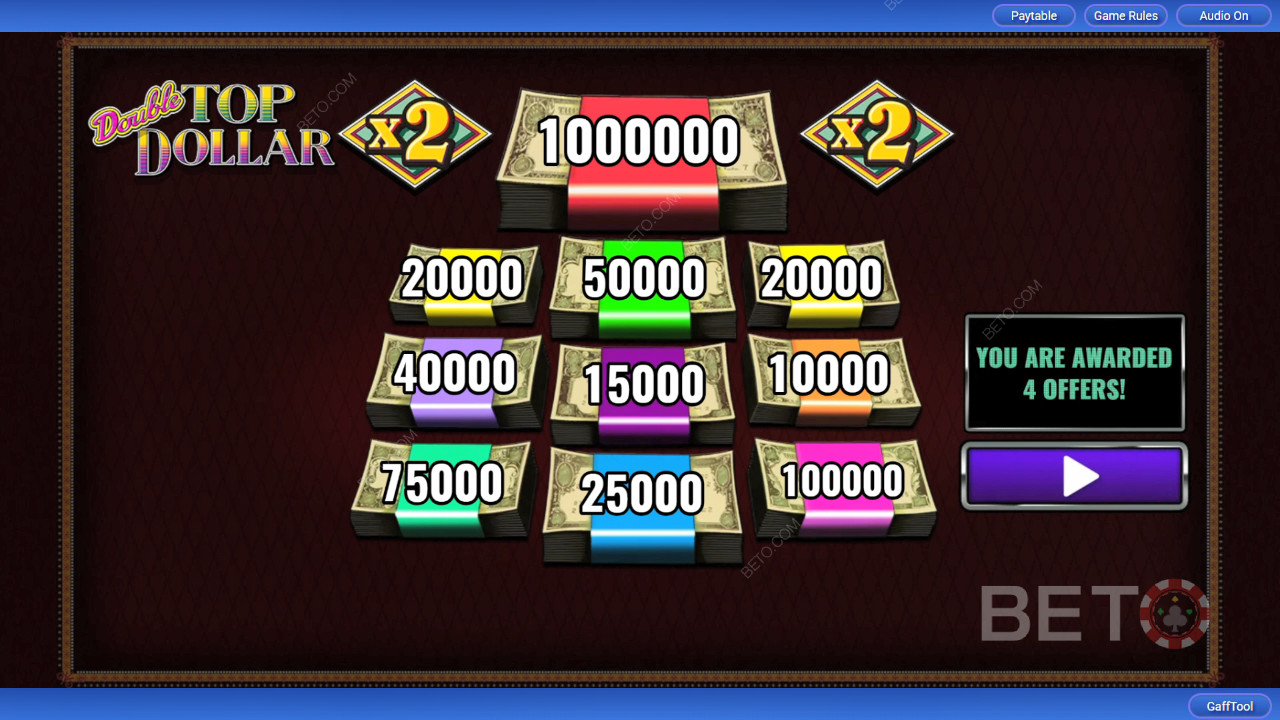 คำอธิบายฟีเจอร์โบนัสใน Double Top Dollar โดย IGT