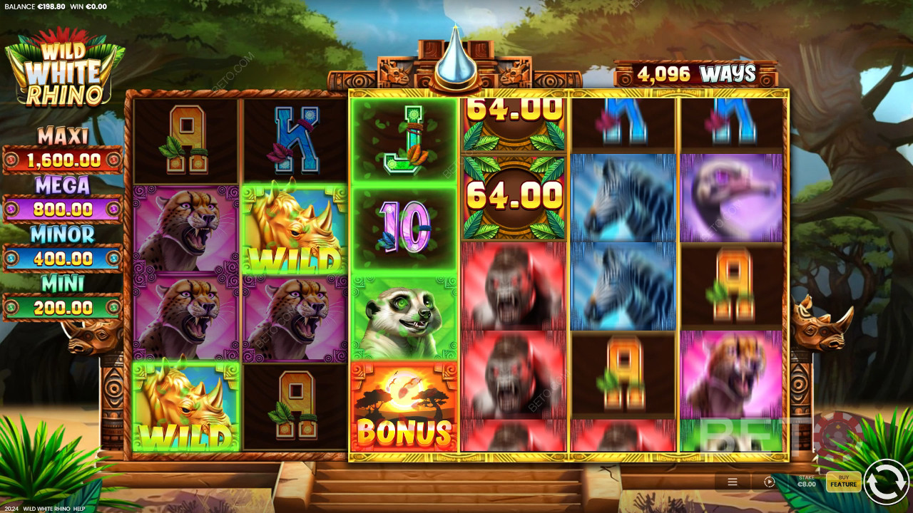 รีวิว Wild White Rhino โดย BETO Slots