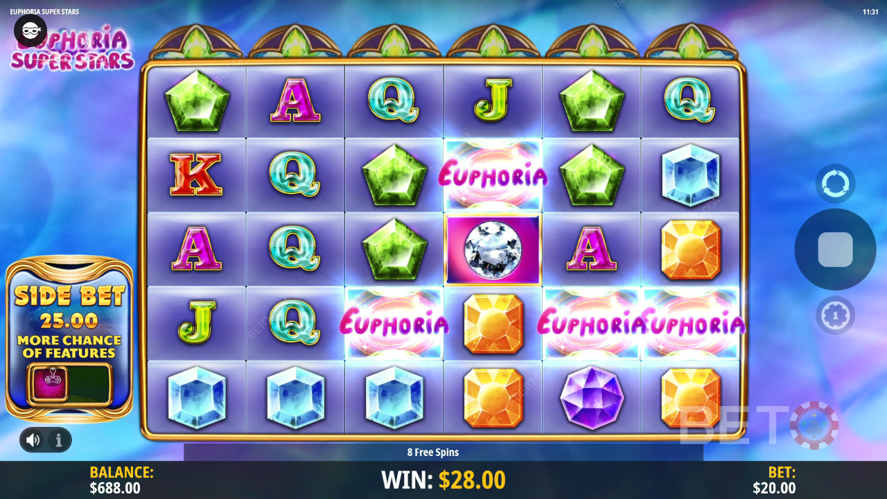 รีวิว Euphoria Super Stars โดย BETO Slots
