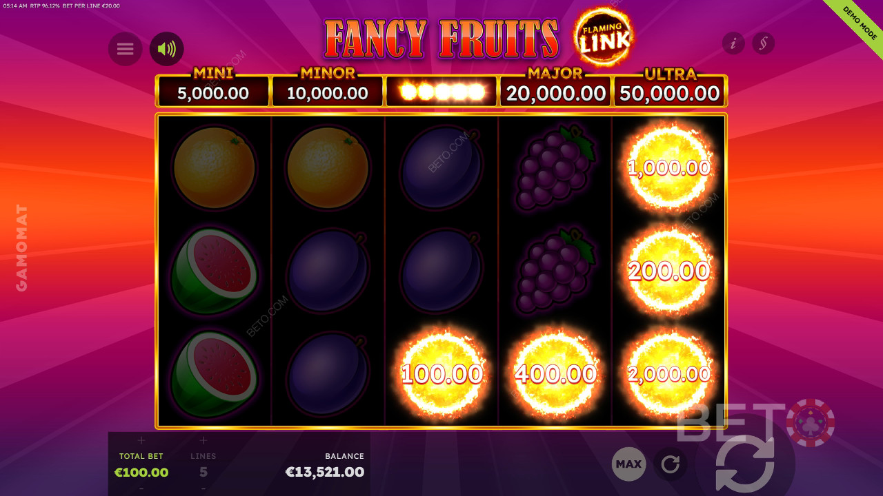 รีวิว 7 Fancy Fruits Flaming Link โดย BETO Slots