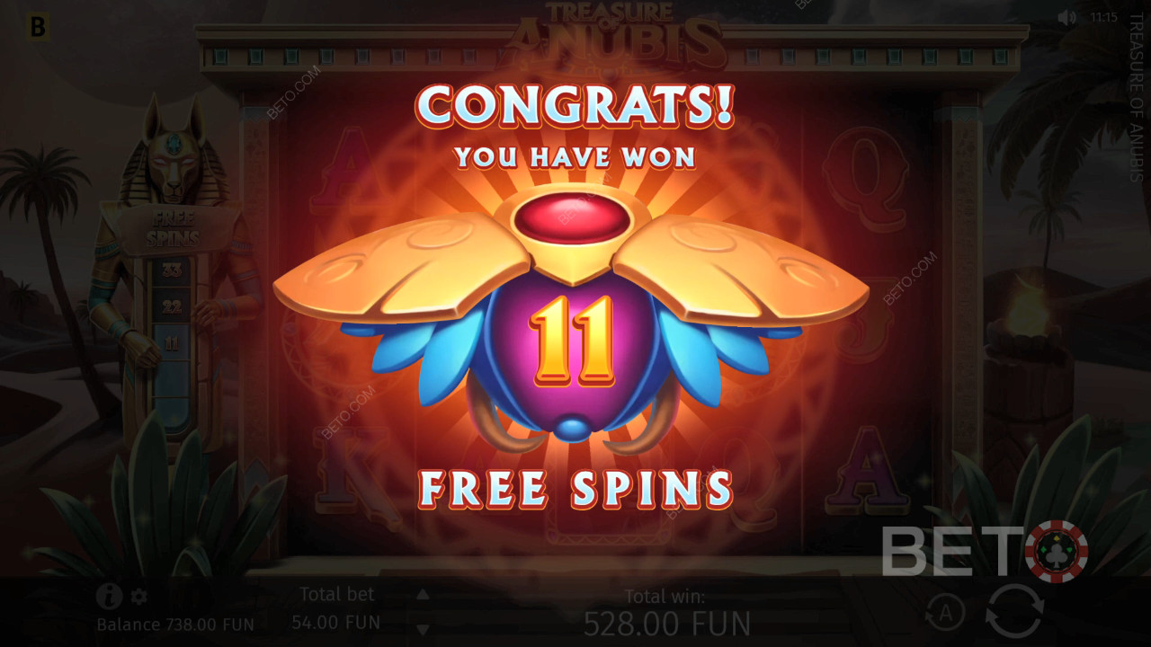 อธิบายฟีเจอร์โบนัสใน Treasure of Anubis โดย BGaming