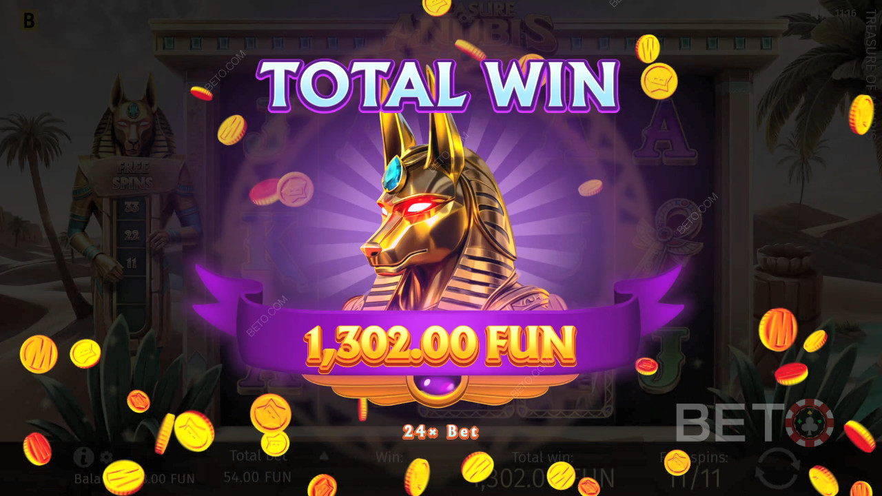 ชนะ 1,939 เท่าของการเดิมพันของคุณในสล็อตออนไลน์ Treasure of Anubis!
