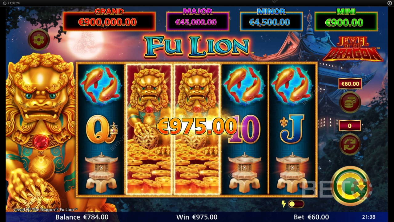 รีวิวเกม Jewel of the Dragon Fu Lion โดย BETO Slots