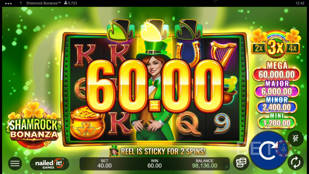 ชนะ 5,340 เท่าของเงินเดิมพันของคุณในสล็อตแมชชีน Shamrock Bonanza!