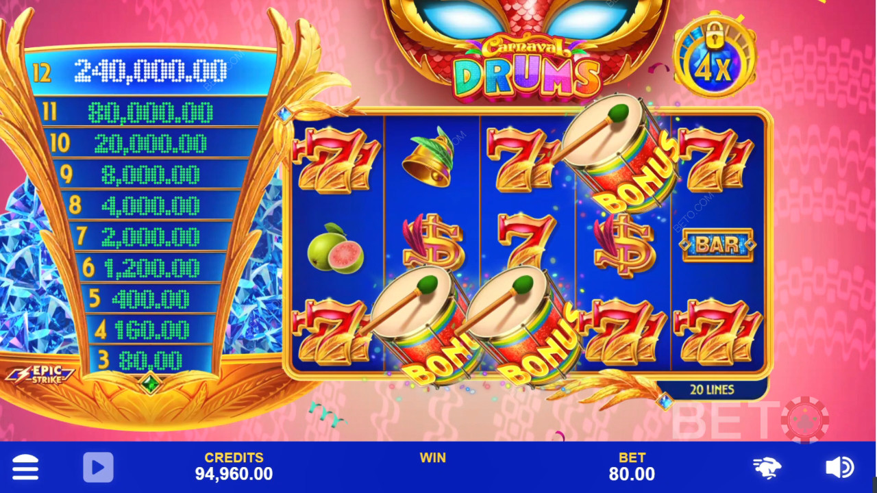 รีวิว Carnaval Drums โดย BETO Slots