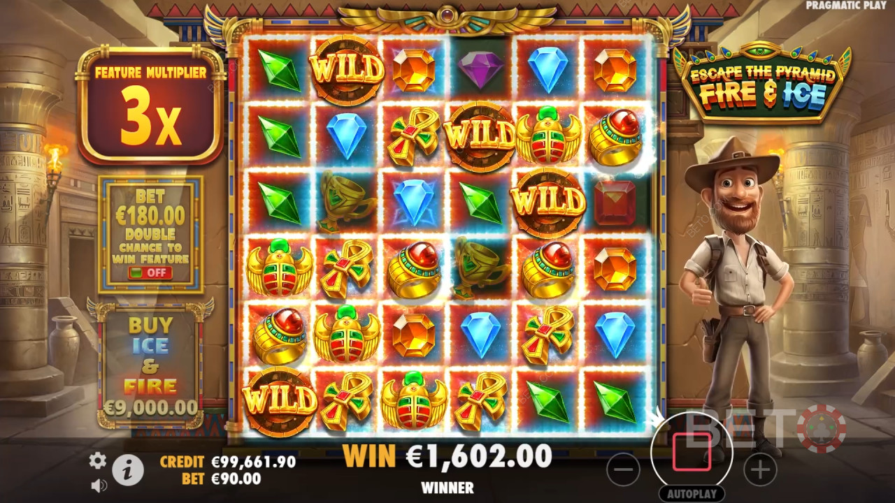 รีวิว Escape the Pyramid Fire & Ice โดย BETO Slots