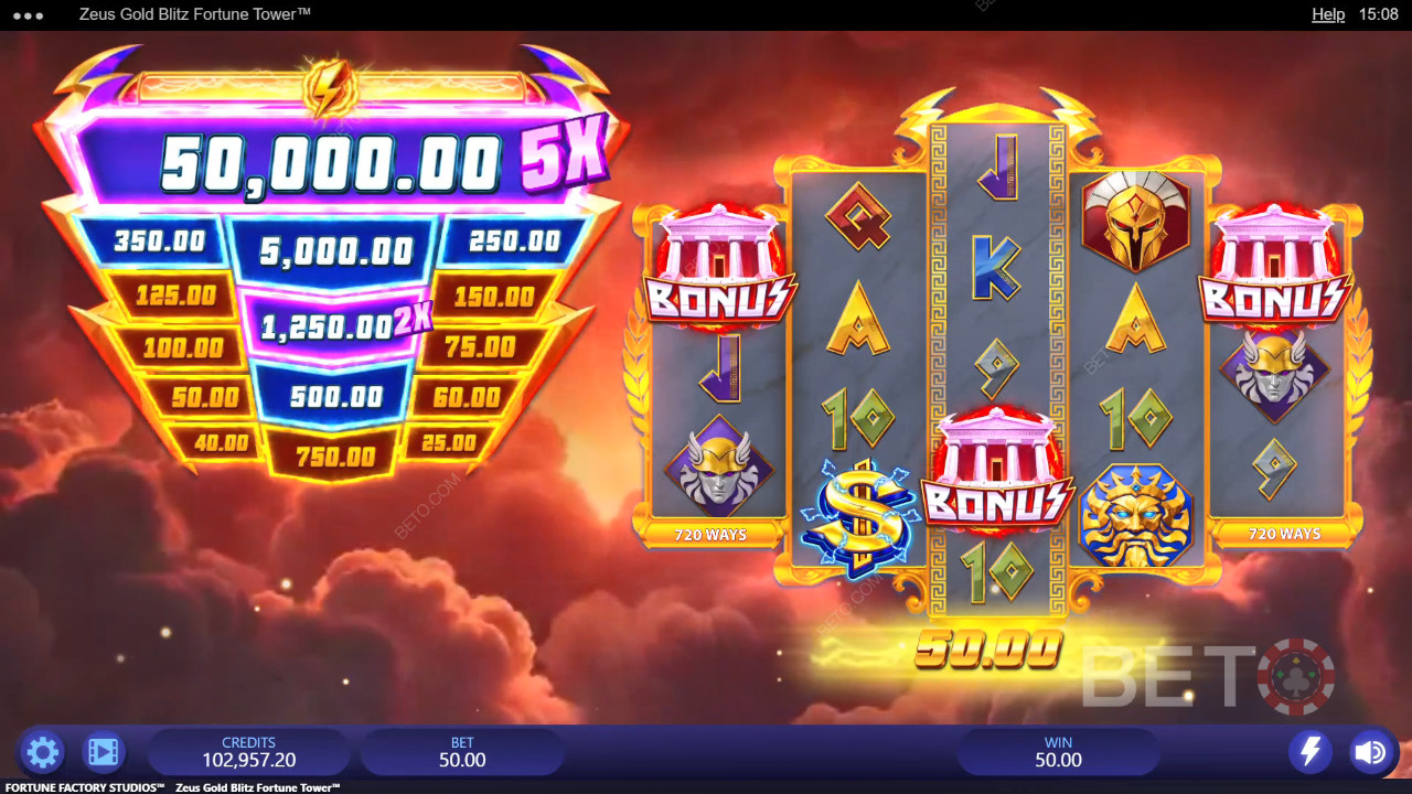 รีวิว Zeus Gold Blitz Fortune Tower โดย BETO Slots