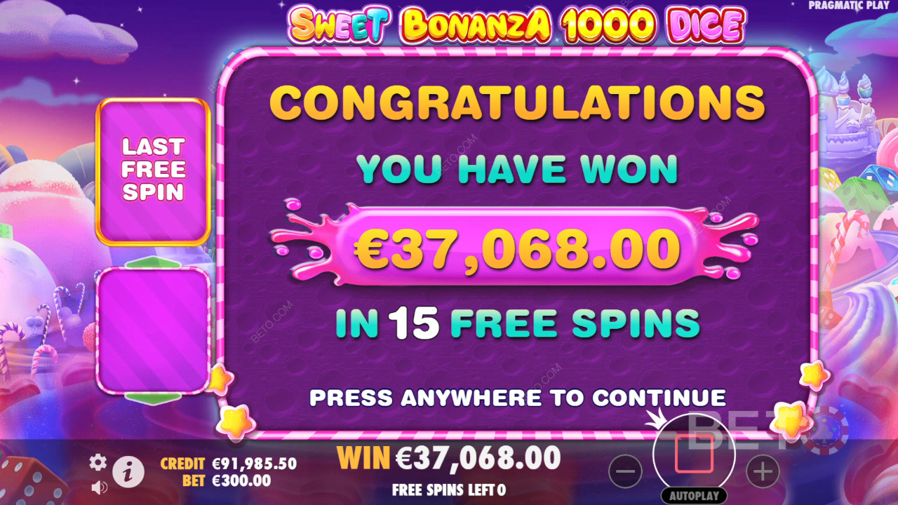 ชนะ 25,000 เท่าของการเดิมพันของคุณในสล็อตออนไลน์ Sweet Bonanza 1000 Dice!