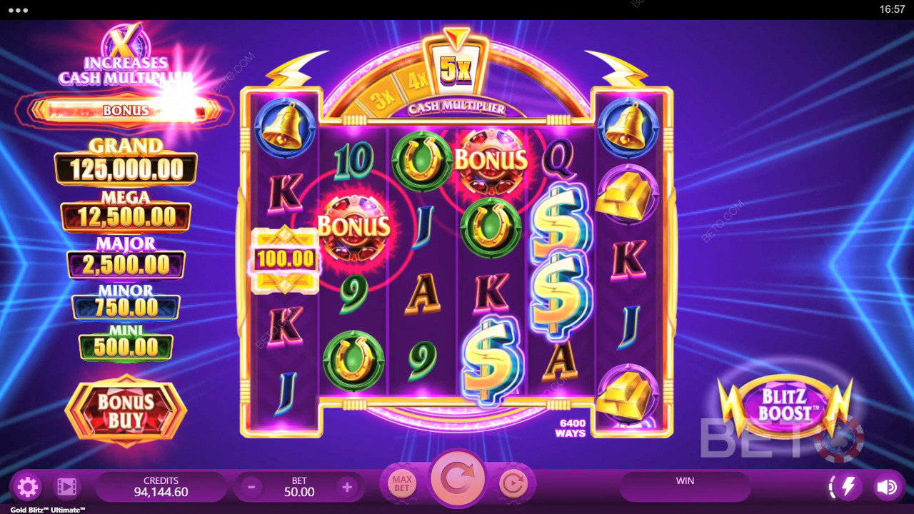 อธิบายฟีเจอร์โบนัสใน Gold Blitz Ultimate โดย Fortune Factory Studios