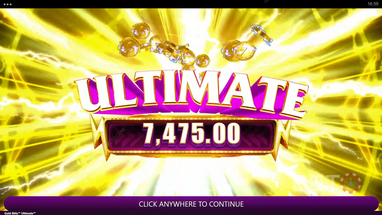 ชนะ 2,500 เท่าของเงินเดิมพันของคุณในสล็อตแมชชีน Gold Blitz Ultimate!